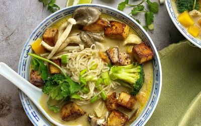 Thai Green Curry Soup With Smoked Tofu
